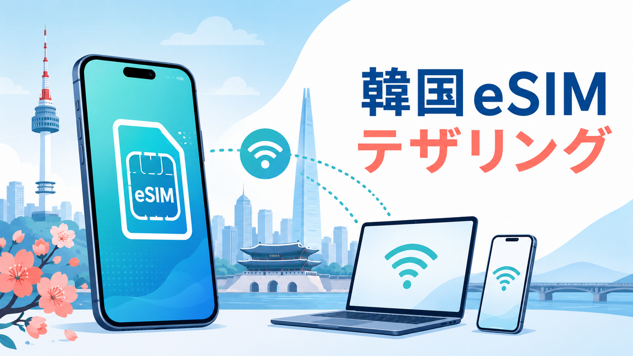 韓国eSIMでテザリングできる？PC・家族共有前に確認するポイント