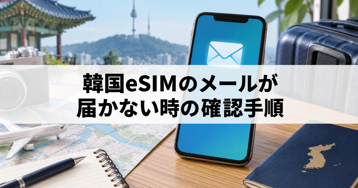 韓国eSIMのメールが届かない時の確認手順の確認手順を表す韓国旅行のイメージ